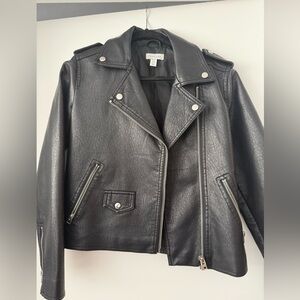Topshop black Leather Biker Jacket